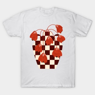 Checkered vase and flowers T-Shirt